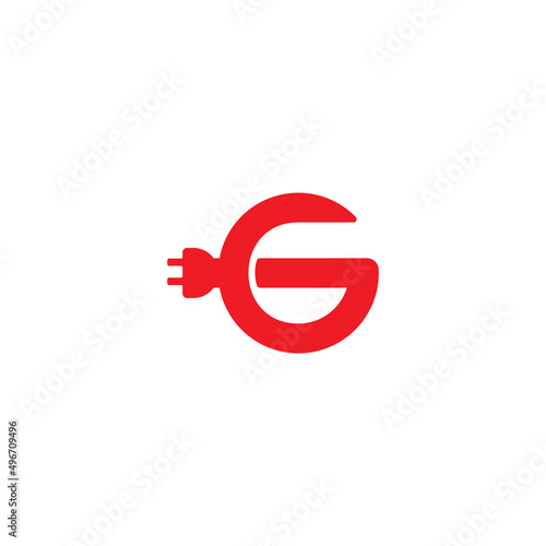 letter g electric plug symbol logo vector