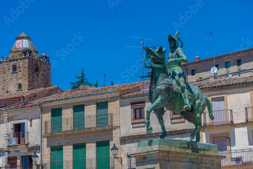 Statue of Francisco Pizarro at Spanish town Trujillo. photo
