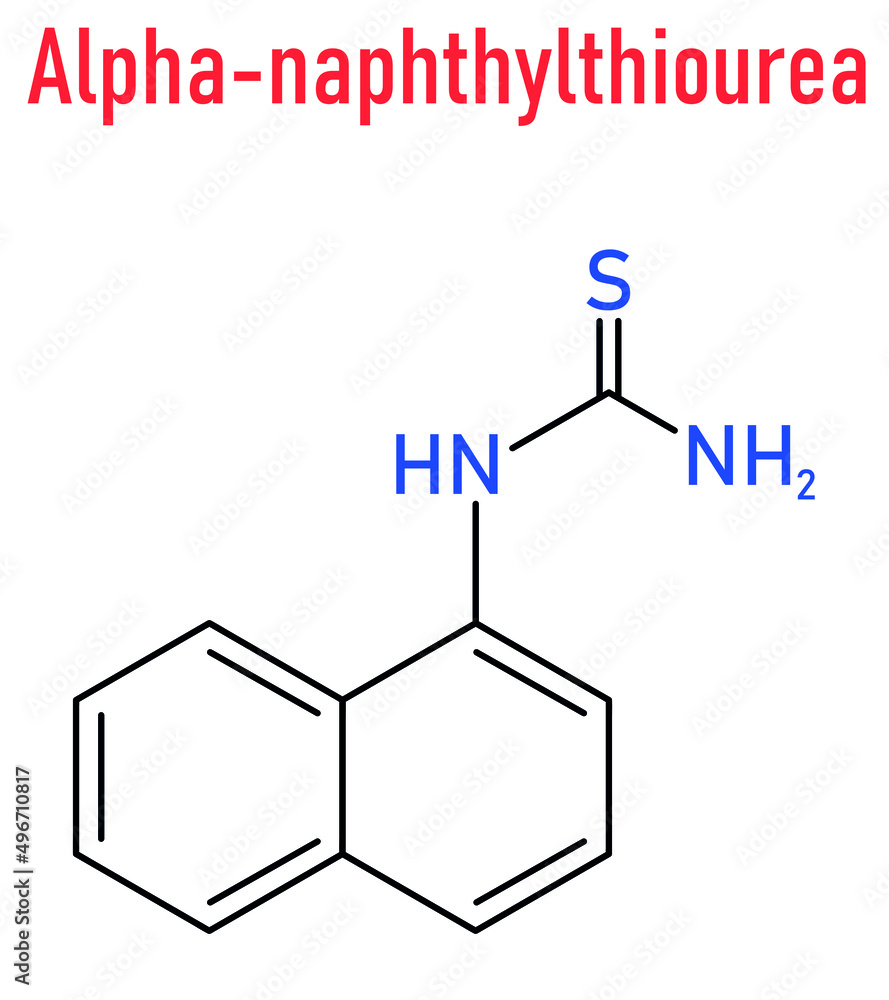 Fototapeta premium Alpha-naphthylthiourea (ANTU) rodenticide molecule. Skeletal formula.