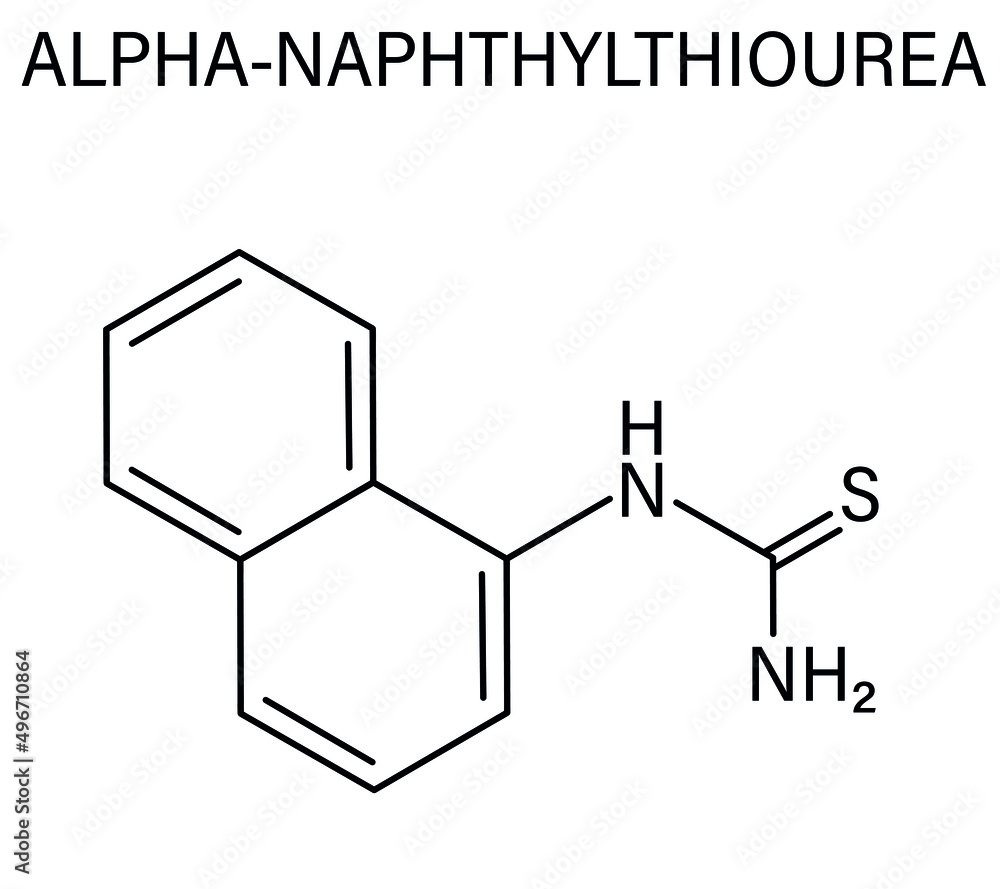 Alpha-naphthylthiourea (ANTU) rodenticide molecule. Skeletal formula.