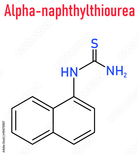 Alpha-naphthylthiourea (ANTU) rodenticide molecule. Skeletal formula.
