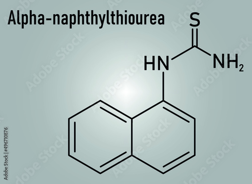 Alpha-naphthylthiourea (ANTU) rodenticide molecule. Skeletal formula. photo