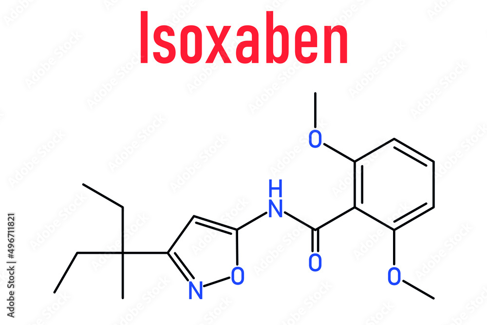 Fototapeta premium Isoxaben herbicide molecule. Skeletal formula.