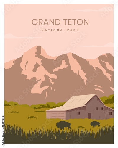 Fototapeta grand teton national park landscape background