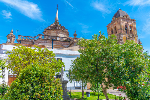 Santa Maria de la encarnacion church in the old town of Spanish city Jerez de los Caballeros.