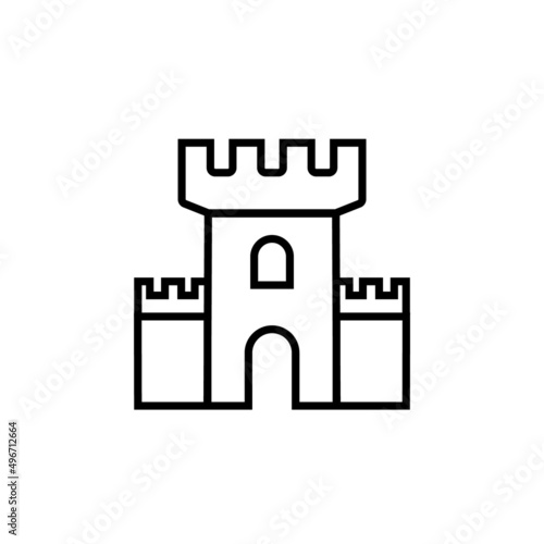 Castle vector icon fort line symbol tower. Castle tower logo stronghold medieval silhouette icon
