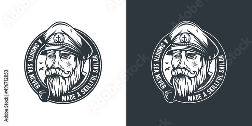 Nautical marine print with captain or sea farer, ocean travel men