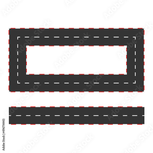 Rally line track road border karting. Race lane formula marking circuit