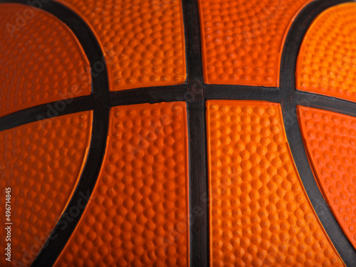 Macro shot. Basketball. Details. Sports games, training, professional and amateur sports, healthy lifestyle. There are no people in the photo. Advertising. Banner. © Anton