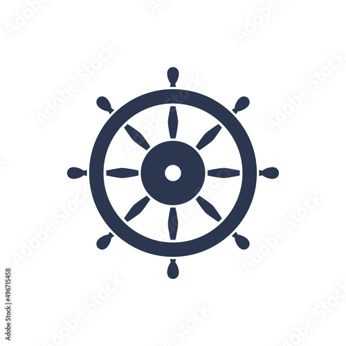 Boat timon wheel icon. Port sailor ship steering wheel vector captain rudder wheel logo