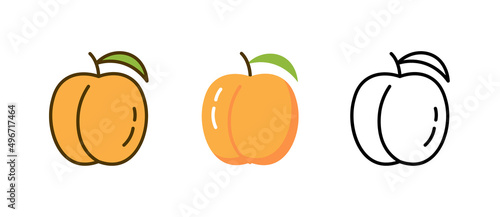 Peach logo line icon vector juicy symbol illustration design. Tropical peach icon logo line pictogram