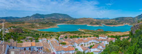 Panorama view of Spanish town Zahara de la Sierra
