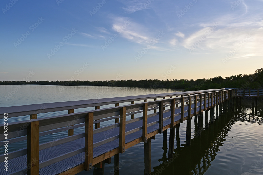 Rebuilt Boardwalk to West Lake in Everglades National Park, Florida that was destroyed by Hurricane Irma in September 2017.