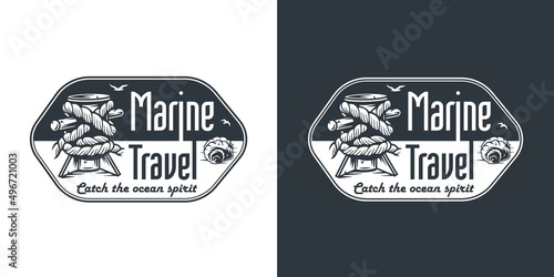 Marine bollard, nautical sea print, ocean spirit emblem