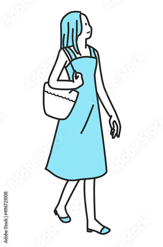 出掛ける夏の女性