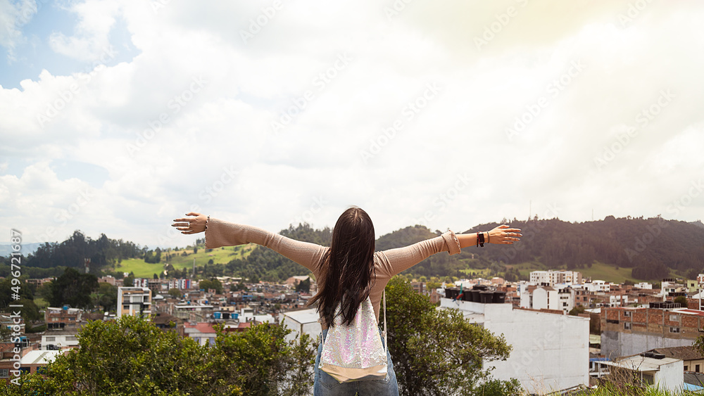 relaxed latin woman breathing, traveling relaxed latin woman breathing, traveling