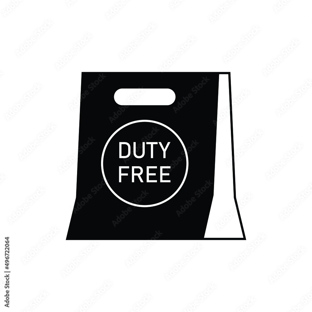 Duty free shopping bag icon design isolated on white background Duty free shopping bag icon design isolated on white background