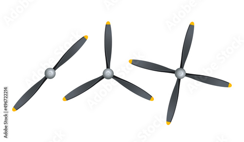 Billede på lærred Plane blade propeller, vector airplane wood engine logo icon