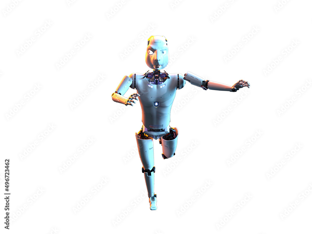 humanoid white android android. Futuristic robot with humanoid figure 3D illustration