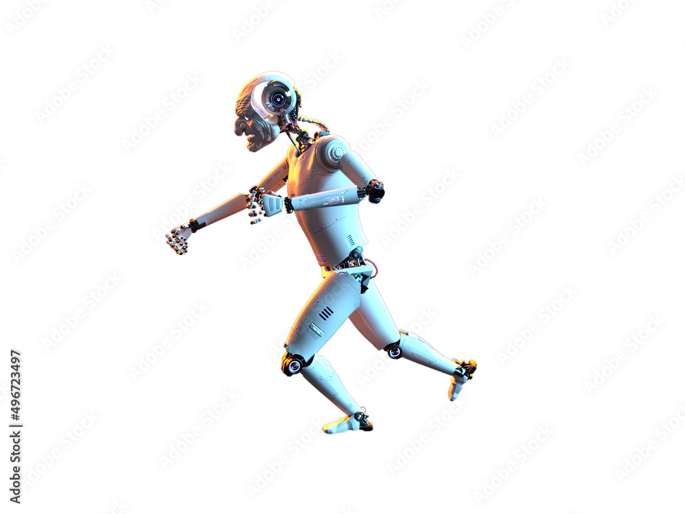 humanoid white android android. Futuristic robot with humanoid figure 3D illustration humanoid white android android. Futuristic robot with humanoid figure 3D illustration