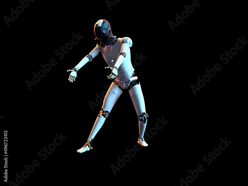 humanoid white android android. Futuristic robot with humanoid figure 3D illustration © svetjekolem