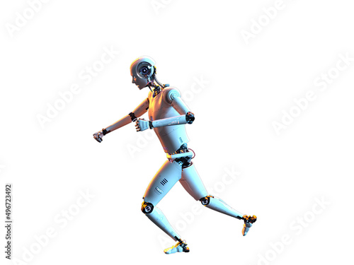 humanoid white android android. Futuristic robot with humanoid figure 3D illustration