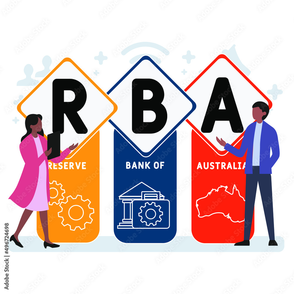 RBA - Reserve Bank of Australia acronym. business concept background. vector illustration concept with keywords and icons. lettering illustration with icons for web banner, flyer, landing pag RBA - Reserve Bank of Australia acronym. business concept background. vector illustration concept with keywords and icons. lettering illustration with icons for web banner, flyer, landing pag