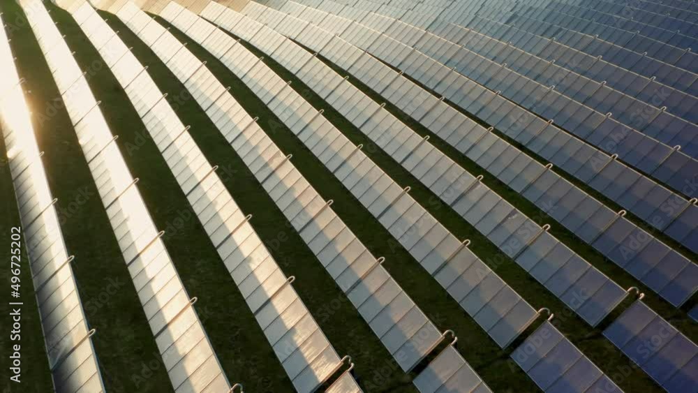 Drone Over Rows And Rows Of Solar Panels In Field Drone Over Rows And Rows Of Solar Panels In Field