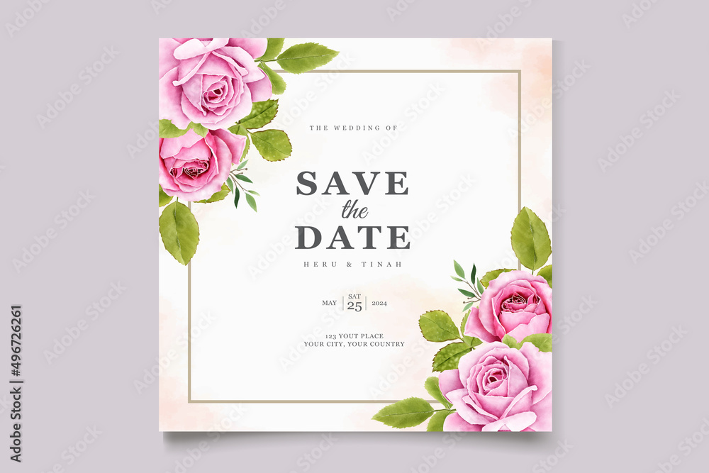 beautiful peony and rose wedding invitation card set