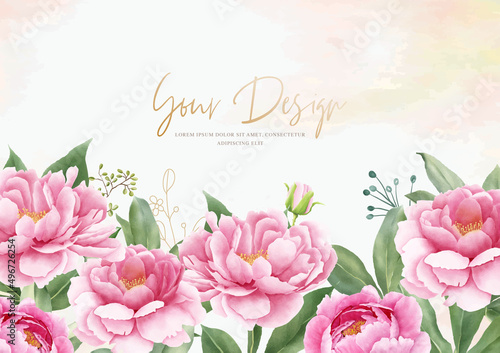 beautiful peony and rose wedding invitation card set