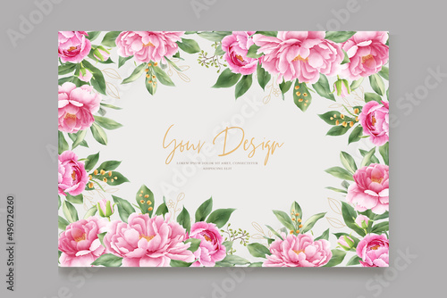 beautiful peony and rose wedding invitation card set
