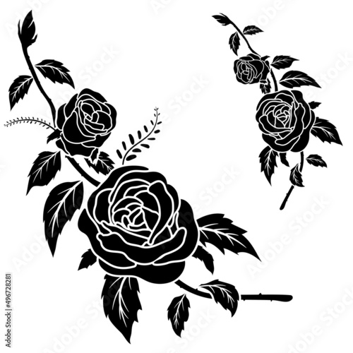 silhouette black rose flower decoration