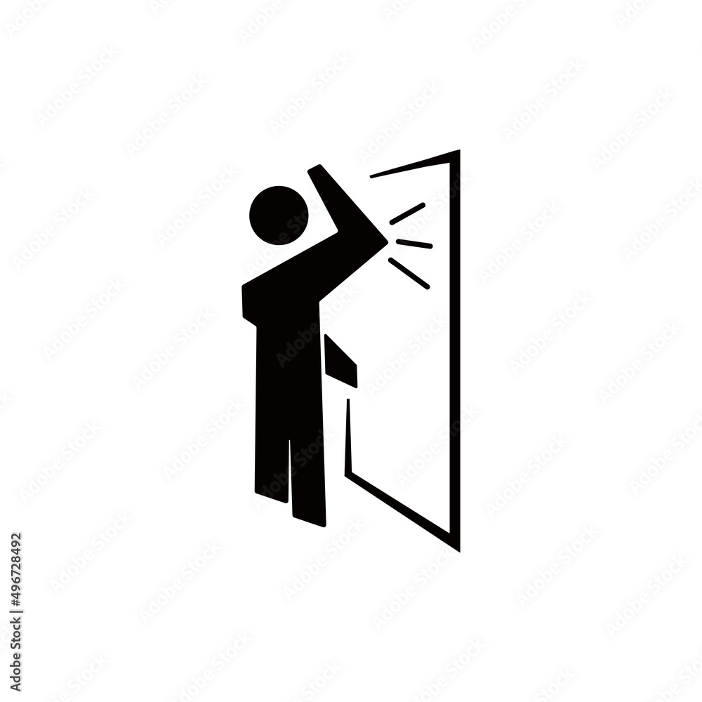 Vector silhouette knock on the door with your elbow and push, icon logo design Vector silhouette knock on the door with your elbow and push, icon logo design