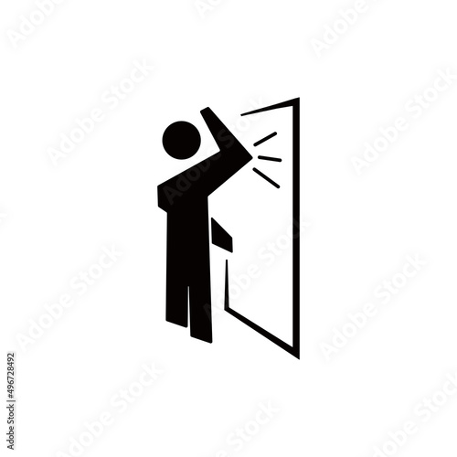 Vector silhouette knock on the door with your elbow and push, icon logo design