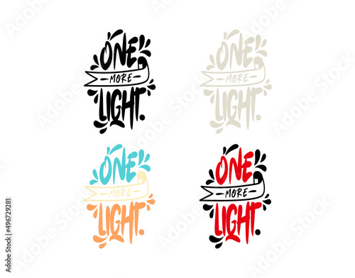 Set One More Light lettering text on white background in vector illustration