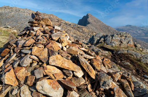 Mount Snowdon,rock pile near the summit,Snowdonia,Wales,UK. photo