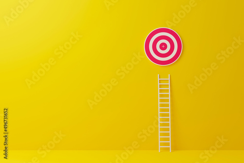 Stand out from the crowd and think different creative idea concepts. Longest white ladder growing up growth to aiming high to goal target. 3d illustration