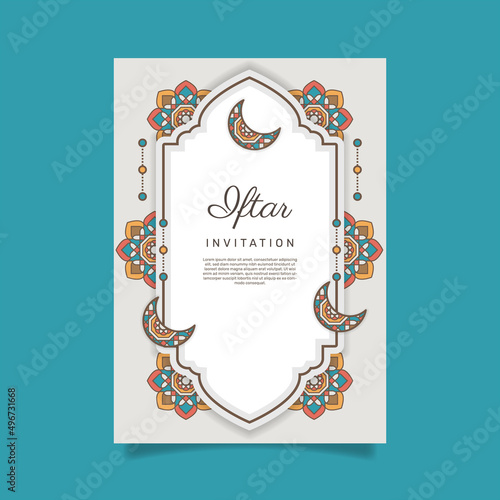 Flat iftar party invitation. - Vector.