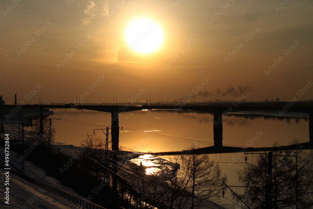 sunset over the river sunset over the river