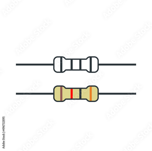 illustration of resistor, electronic components that function to regulate electrical voltage and electric current.