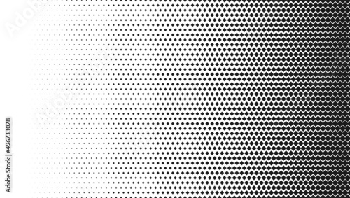 Linear monochrome halftone gradient from squares on white.
