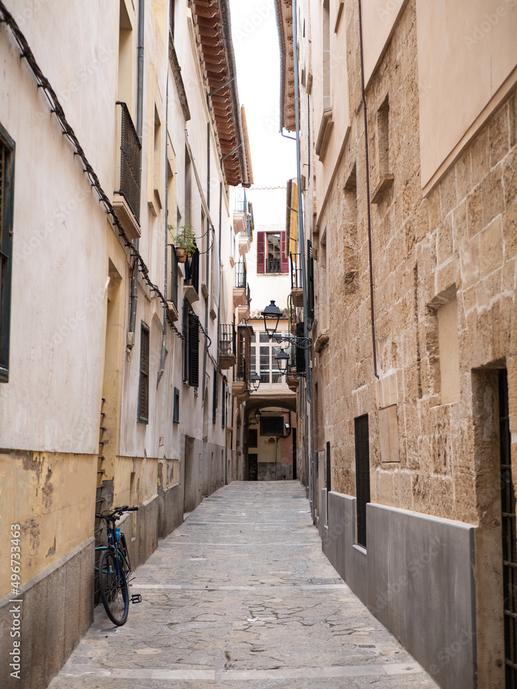 Old town of Palma de Mallorca narrow street