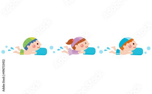 水泳をする子どもたちの素材