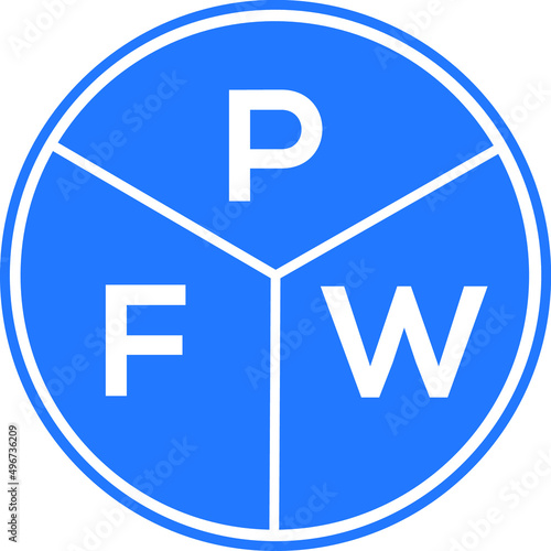 PFW letter logo design on black background. PFW creative initials letter logo concept. PFW letter design.