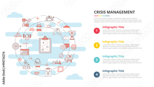 crisis management concept for infographic template banner with four point list information