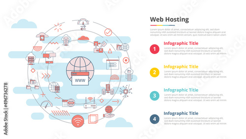 web or website hosting concept for infographic template banner with four point list information