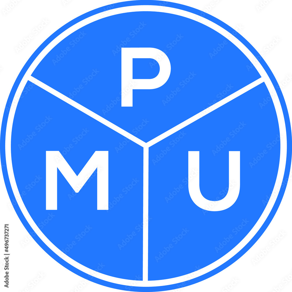 PMU letter logo design on white background. PMU creative circle letter logo concept. PMU letter design. PMU letter logo design on white background. PMU creative circle letter logo concept. PMU letter design.