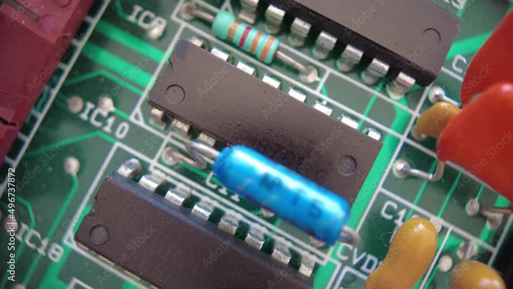 Micro chip on electronic motherboard, macro shot of computer electronics Micro chip on electronic motherboard, macro shot of computer electronics