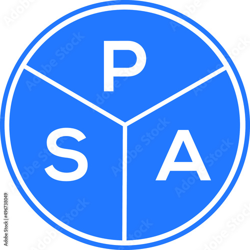PSA letter logo design on white background. PSA  creative circle letter logo concept. PSA letter design.