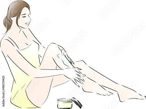 ボディケアをする女性